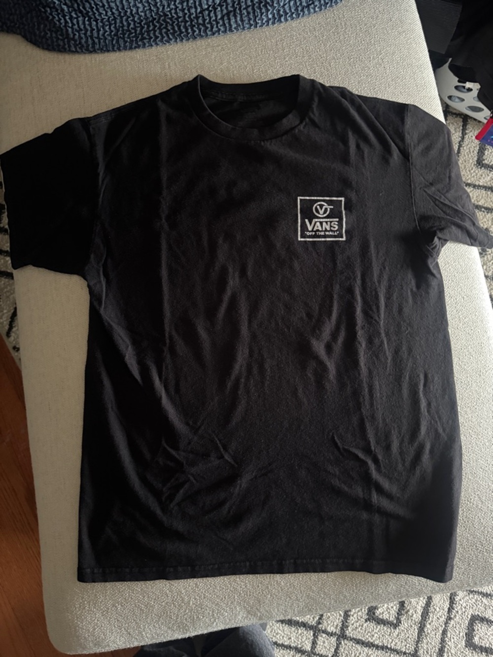 Vans Black Short-Sleeve Tee with White Chest Logo